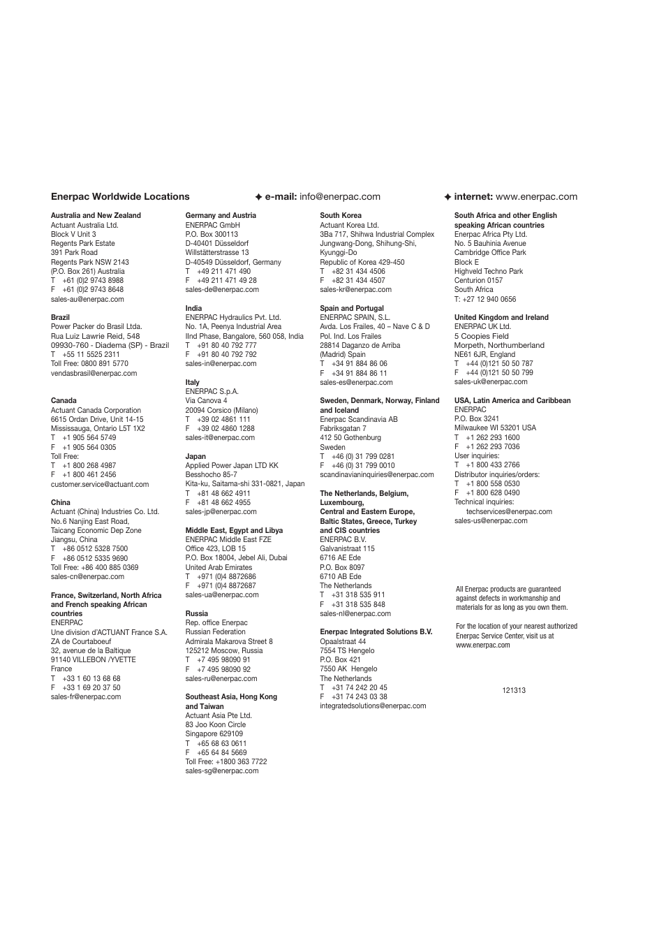 Enerpac ATM-4 User Manual | Page 136 / 136