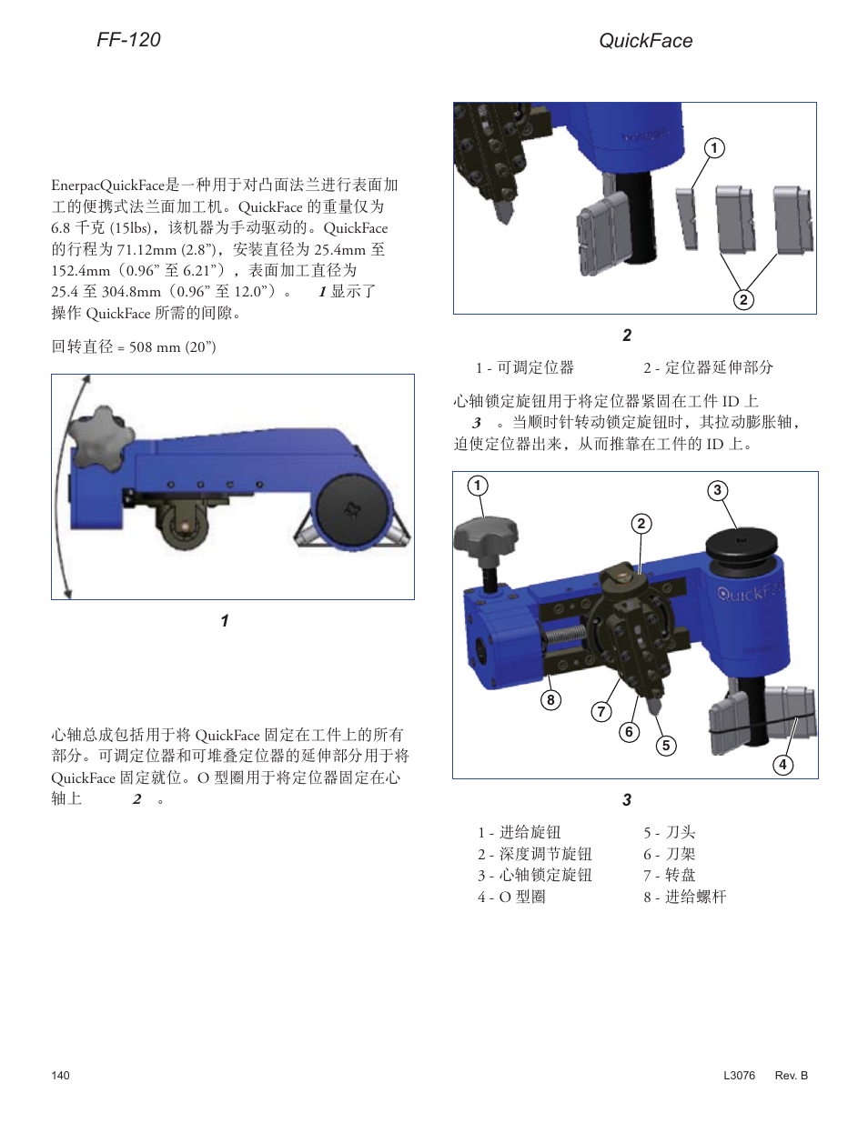 法兰面加工机 型号, 一般说明, 心轴总成 | Quickface, Ff-120 | Enerpac FF-Series User Manual | Page 140 / 164