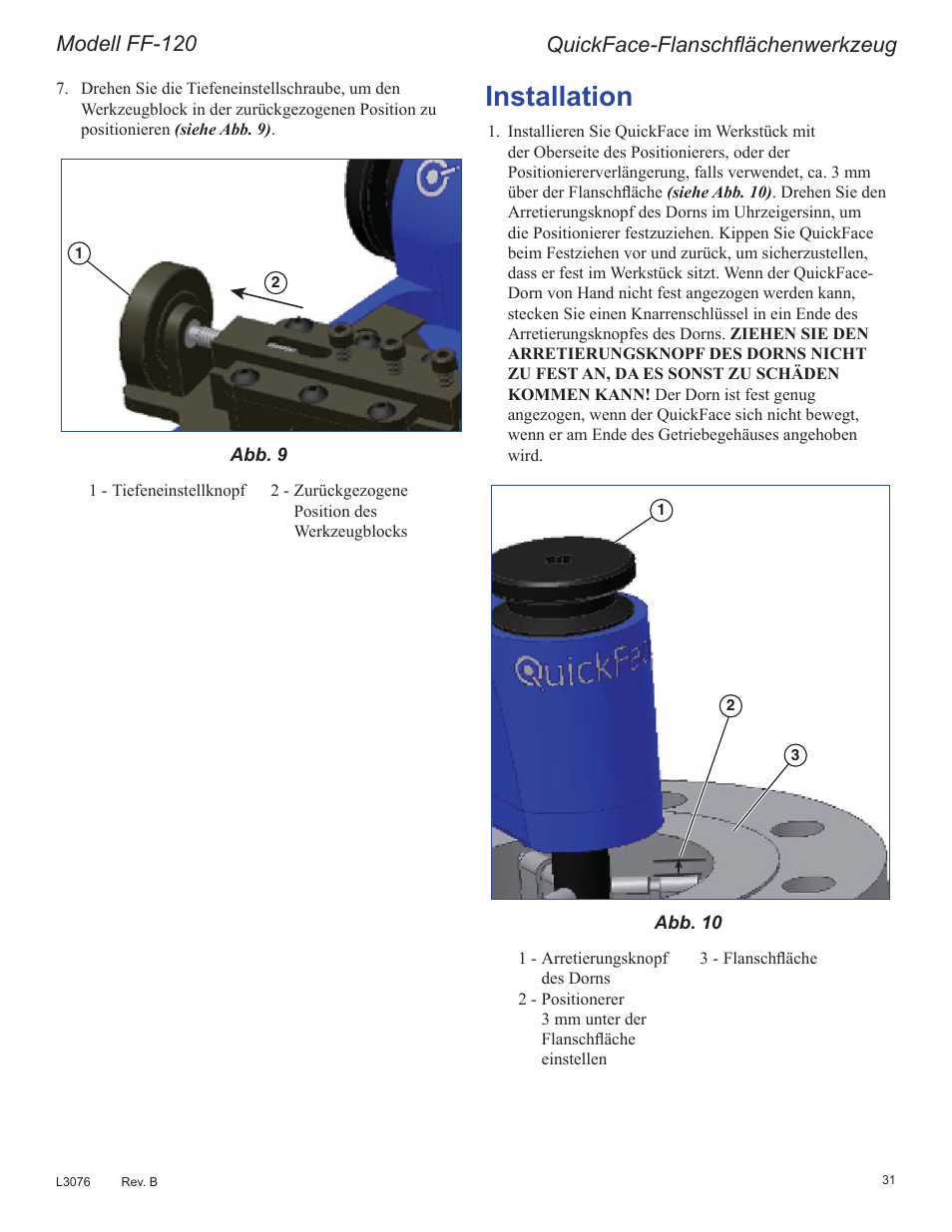 Qvwdoodwlrq, 4xlfn)dfh)odqvfkàlfkhqzhun]hxj, 0rghoo)) | Enerpac FF-Series User Manual | Page 31 / 164