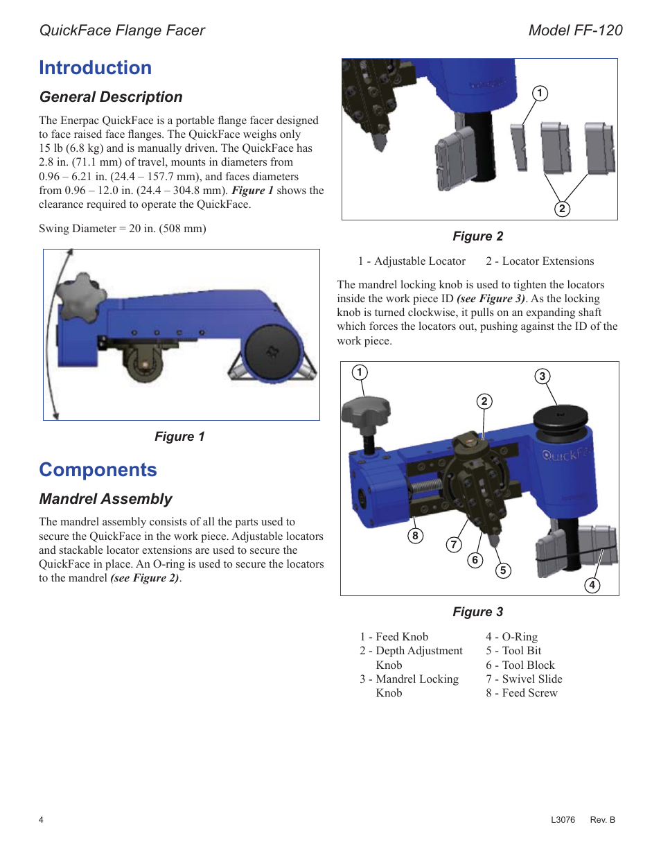 Qwurgxfwlrq, Rpsrqhqwv, 4xlfn)dfh)odqjh)dfhu 0rgho)) | Hqhudo'hvfulswlrq, 0dqguho$vvhpeo | Enerpac FF-Series User Manual | Page 4 / 164