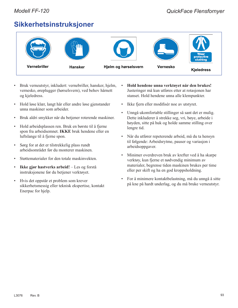 6lnnhukhwvlqvwuxnvmrqhu, 4xlfn)dfh)ohqviruq\hu, 0rghoo)) | Enerpac FF-Series User Manual | Page 93 / 164