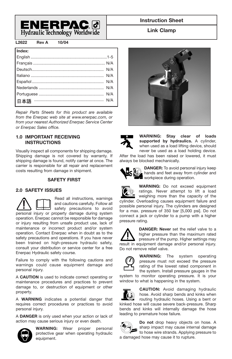 Enerpac LCA-Series User Manual | 6 pages