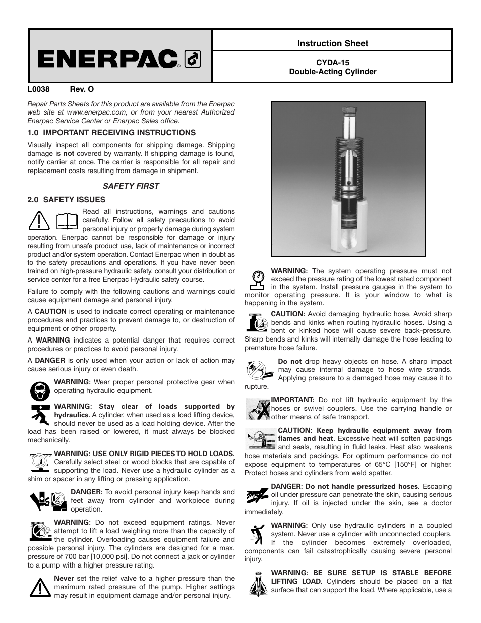 Enerpac CYDA-Series User Manual | 2 pages