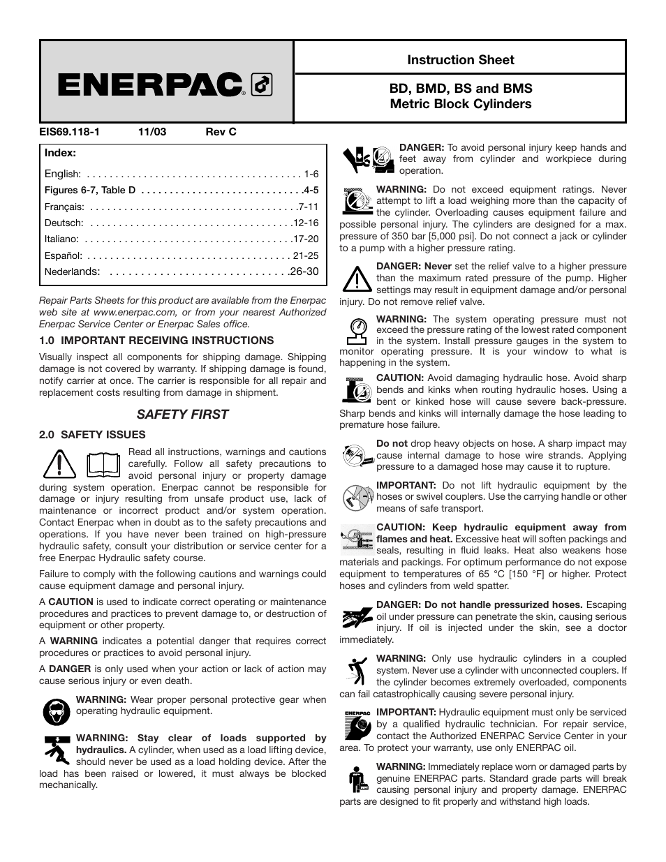 Enerpac BMS-Series User Manual | 32 pages