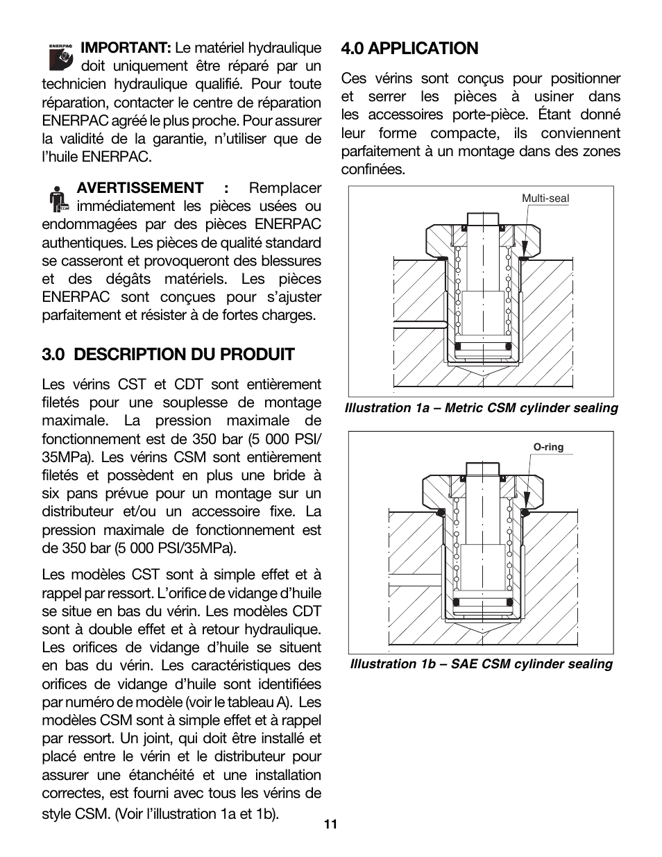 0 description du produit, 0 application | Enerpac CDT-Series User Manual | Page 11 / 66