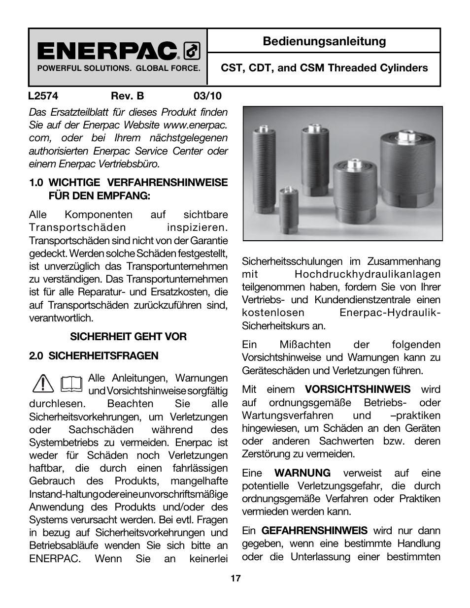 Bedienungsanleitung | Enerpac CDT-Series User Manual | Page 17 / 66