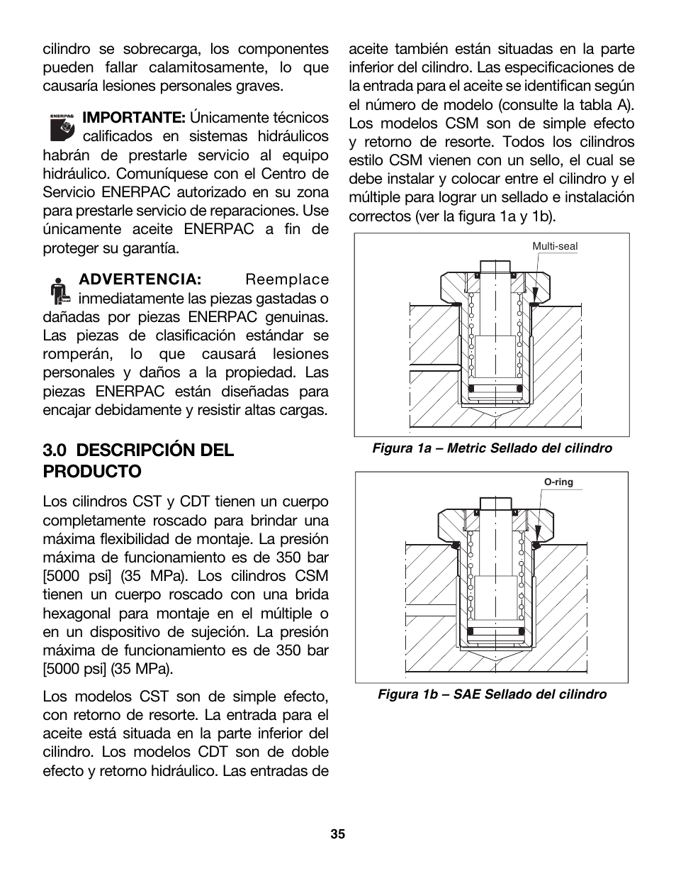 0 descripción del producto | Enerpac CDT-Series User Manual | Page 35 / 66