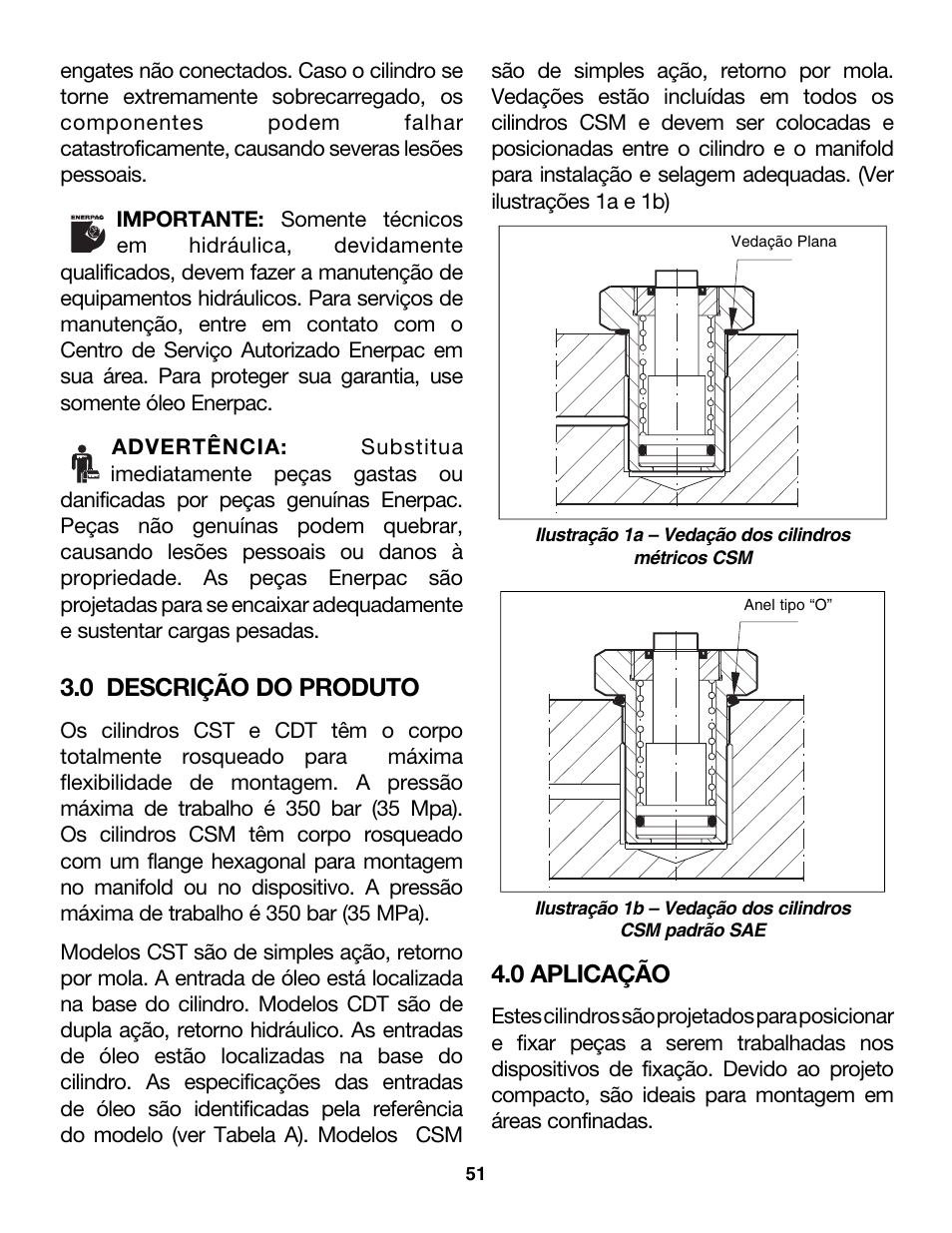 0 descrição do produto, 0 aplicação | Enerpac CDT-Series User Manual | Page 51 / 66