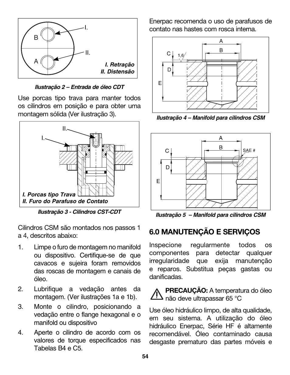 0 manutenção e serviços | Enerpac CDT-Series User Manual | Page 54 / 66