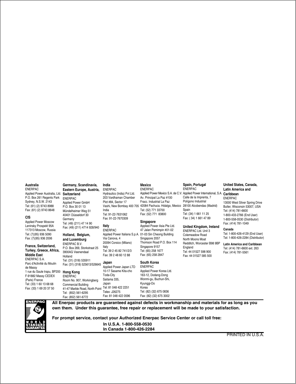 Enerpac WST-72 User Manual | Page 48 / 48