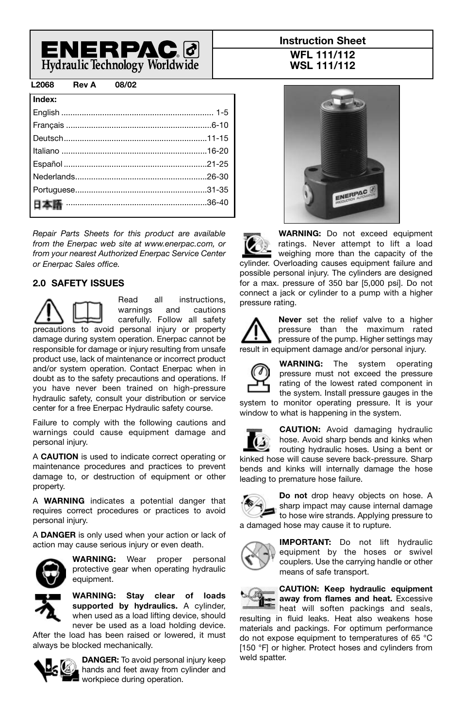 Enerpac WSL-112 User Manual | 40 pages