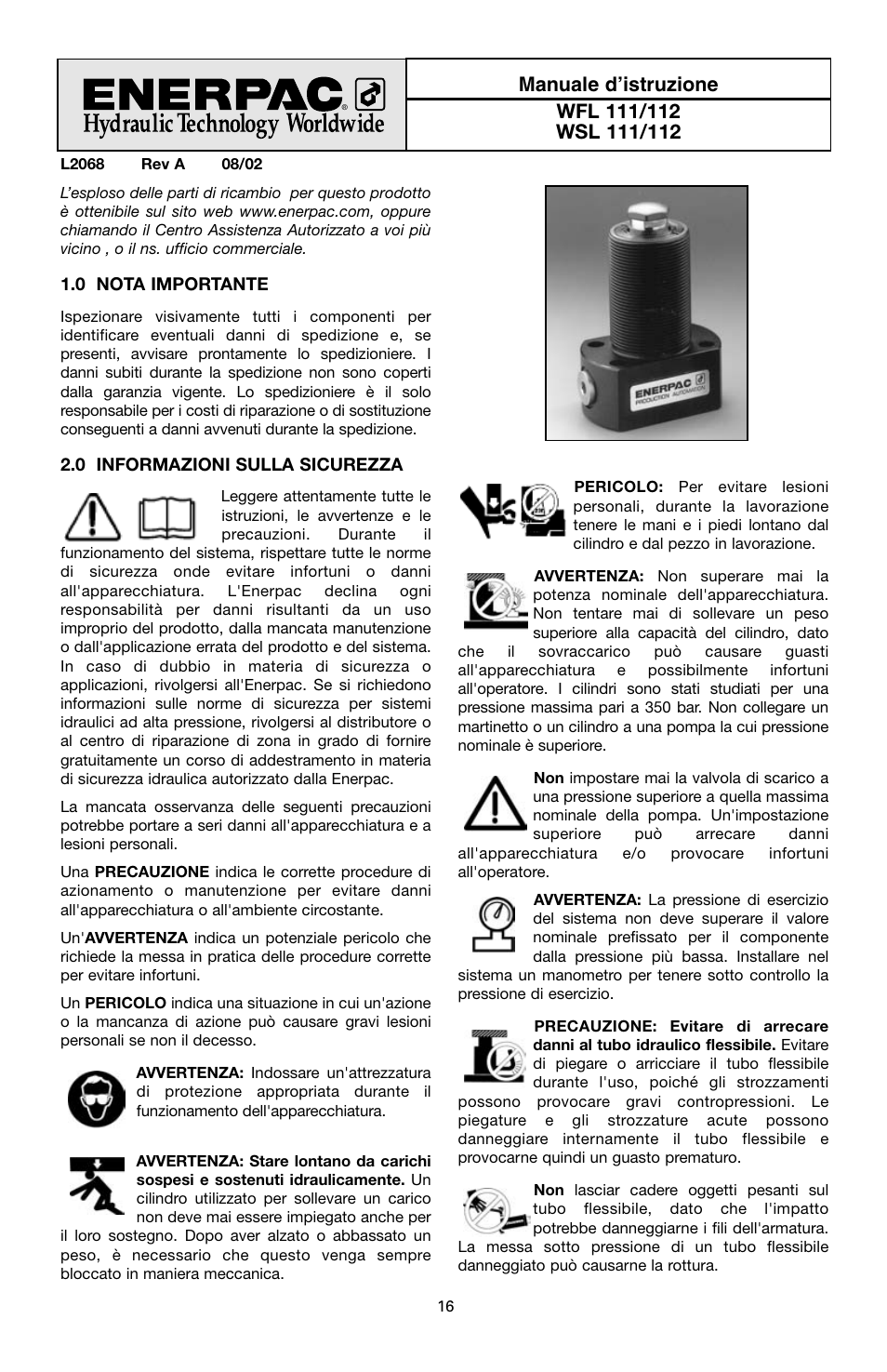 Enerpac WSL-112 User Manual | Page 16 / 40