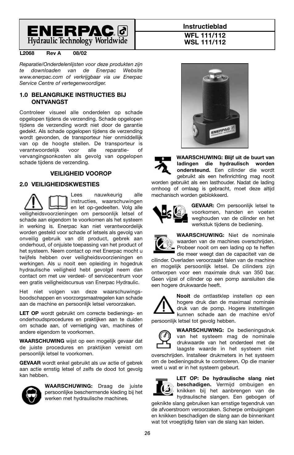 Enerpac WSL-112 User Manual | Page 26 / 40