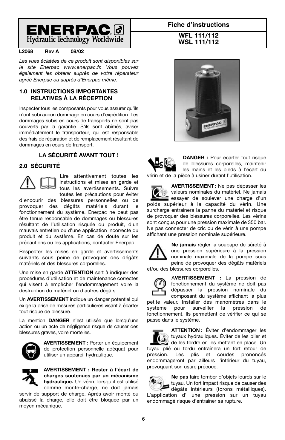 Enerpac WSL-112 User Manual | Page 6 / 40