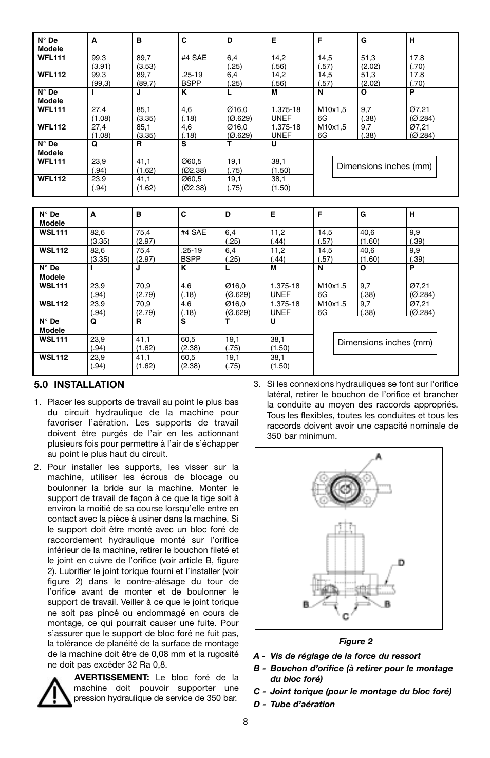 0 installation | Enerpac WSL-112 User Manual | Page 8 / 40