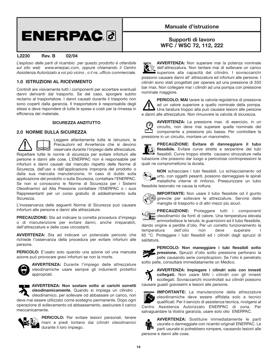 Enerpac WSC-112 User Manual | Page 14 / 32