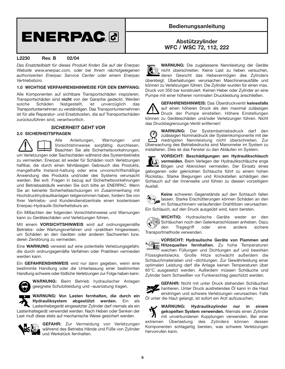 Enerpac WSC-112 User Manual | Page 9 / 32