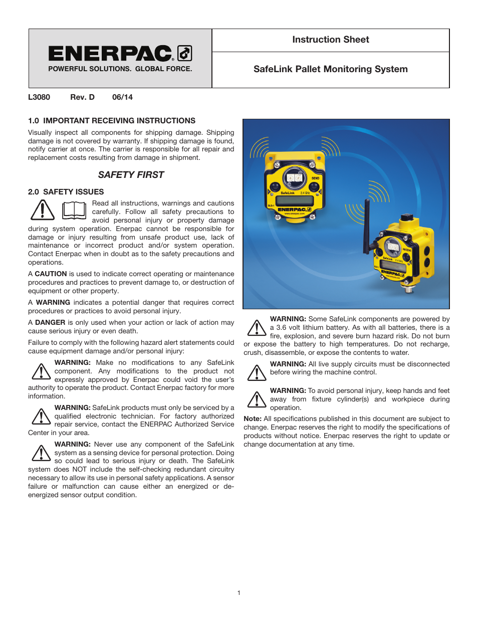 Enerpac SafeLink User Manual | 16 pages