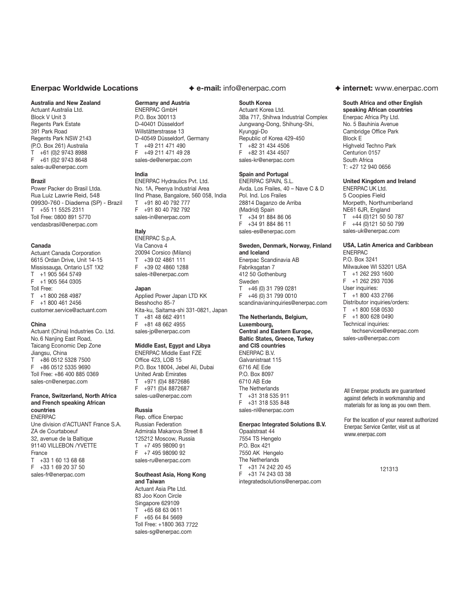 Enerpac SafeLink User Manual | Page 16 / 16