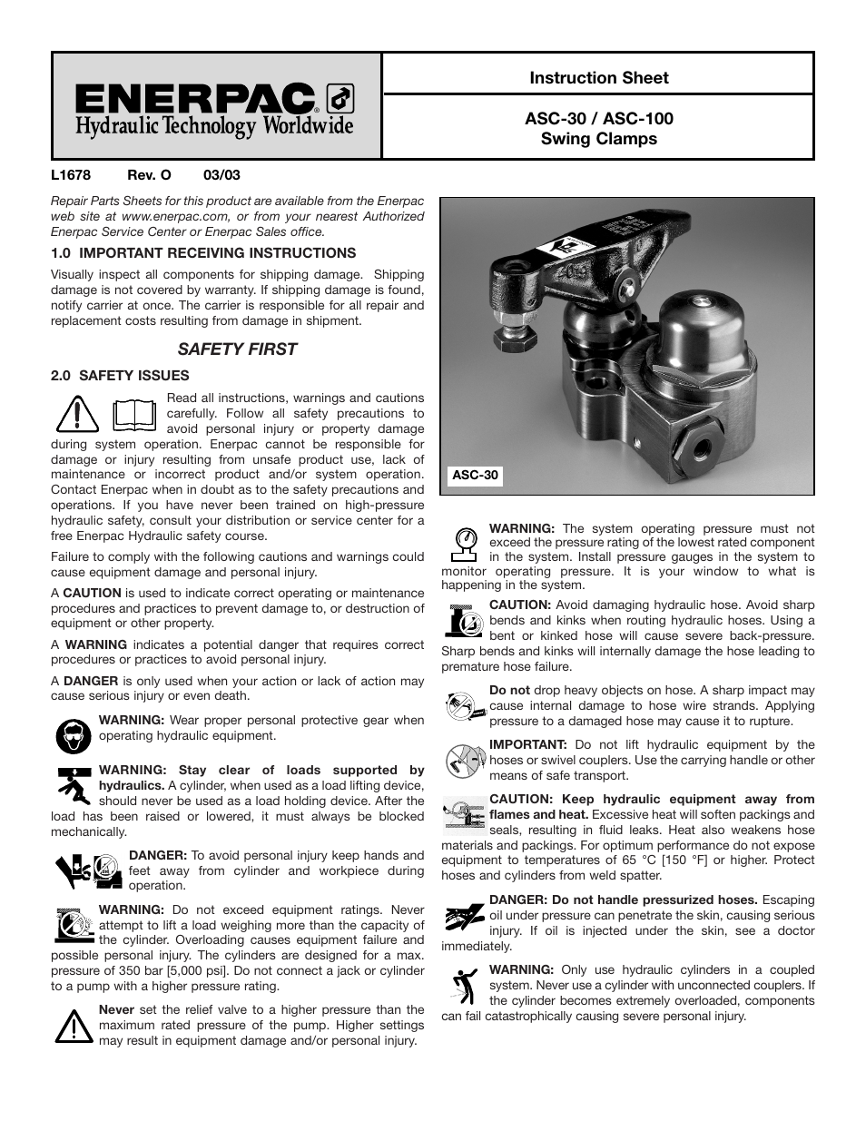 Enerpac ASC-Series User Manual | 4 pages