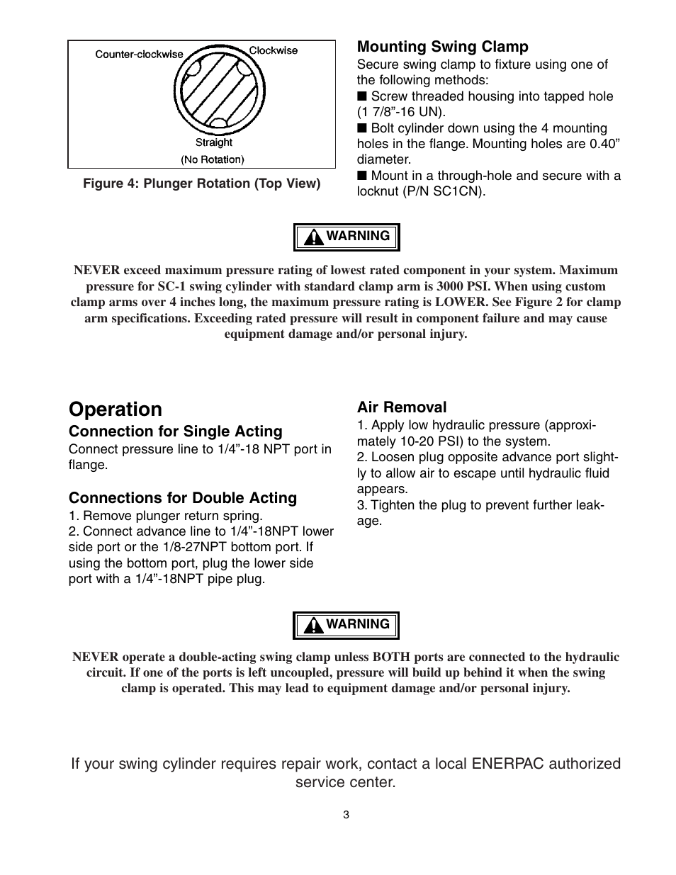 Operation | Enerpac SC-1 User Manual | Page 3 / 4