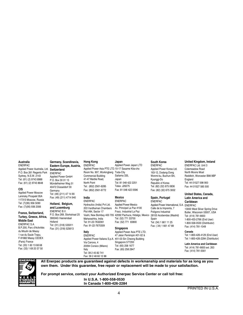 Enerpac SC-1 User Manual | Page 4 / 4