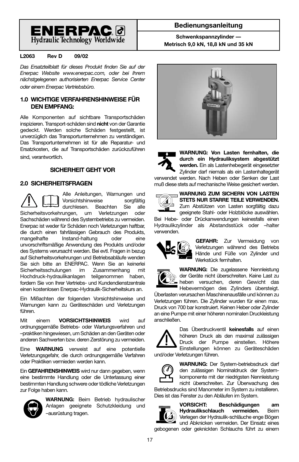 Bedienungsanleitung | Enerpac ST-202 User Manual | Page 17 / 52