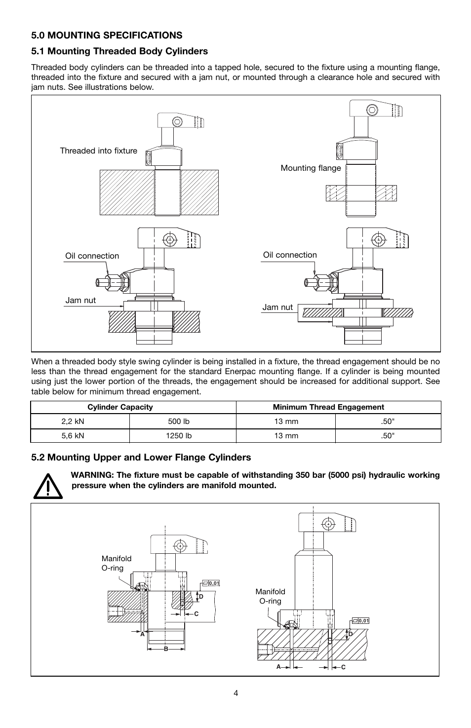 2 mounting upper and lower flange cylinders | Enerpac ST-52 User Manual | Page 4 / 48