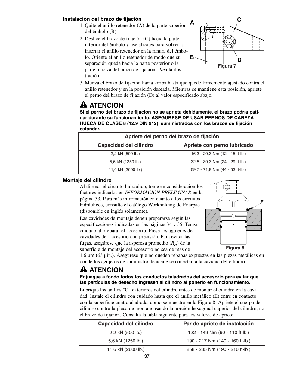 Atencion | Enerpac SC-Series User Manual | Page 37 / 64