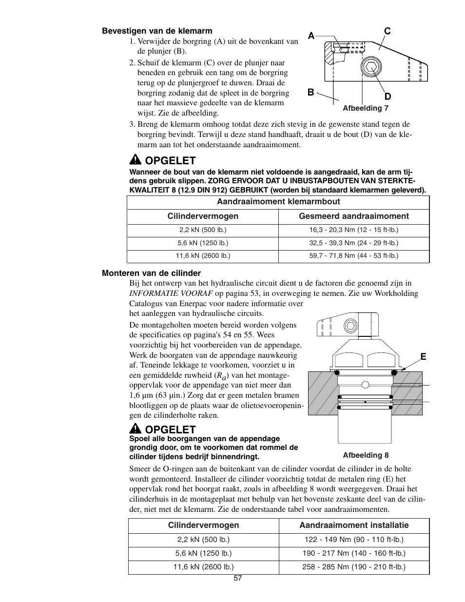 Opgelet | Enerpac SC-Series User Manual | Page 57 / 64