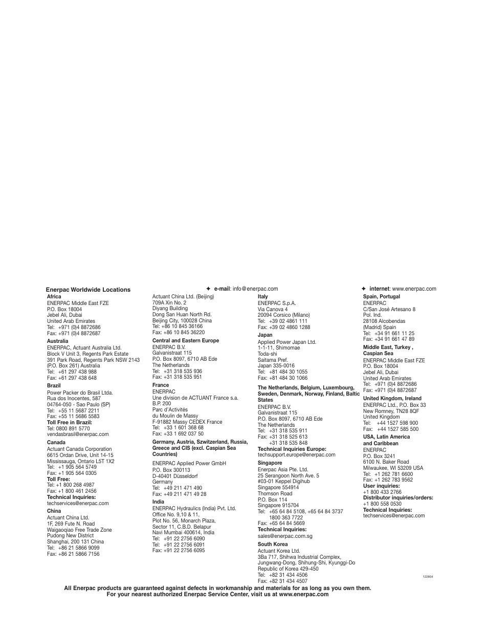 Enerpac SC-Series User Manual | Page 64 / 64