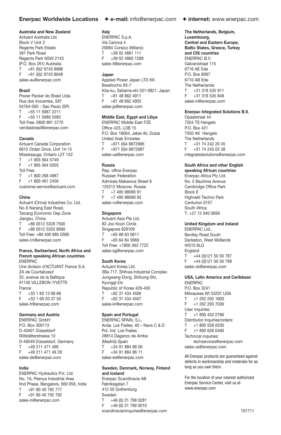 Enerpac SU7-Series User Manual | Page 12 / 12