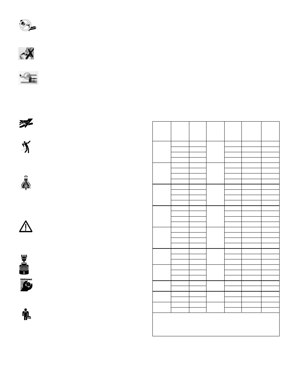 Tabelle technische daten | Enerpac STB-Series User Manual | Page 14 / 48