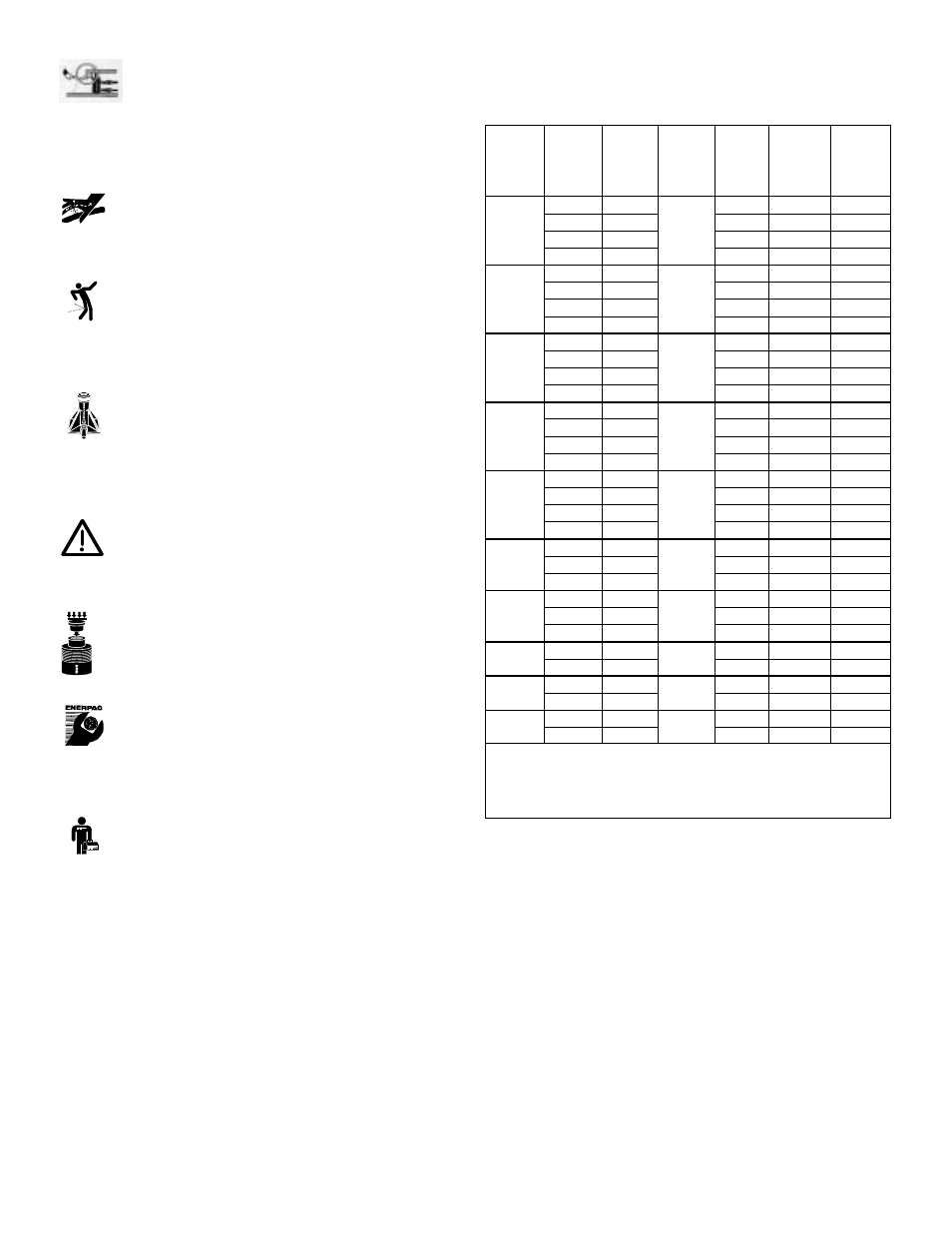 Specificatietabel | Enerpac STB-Series User Manual | Page 35 / 48