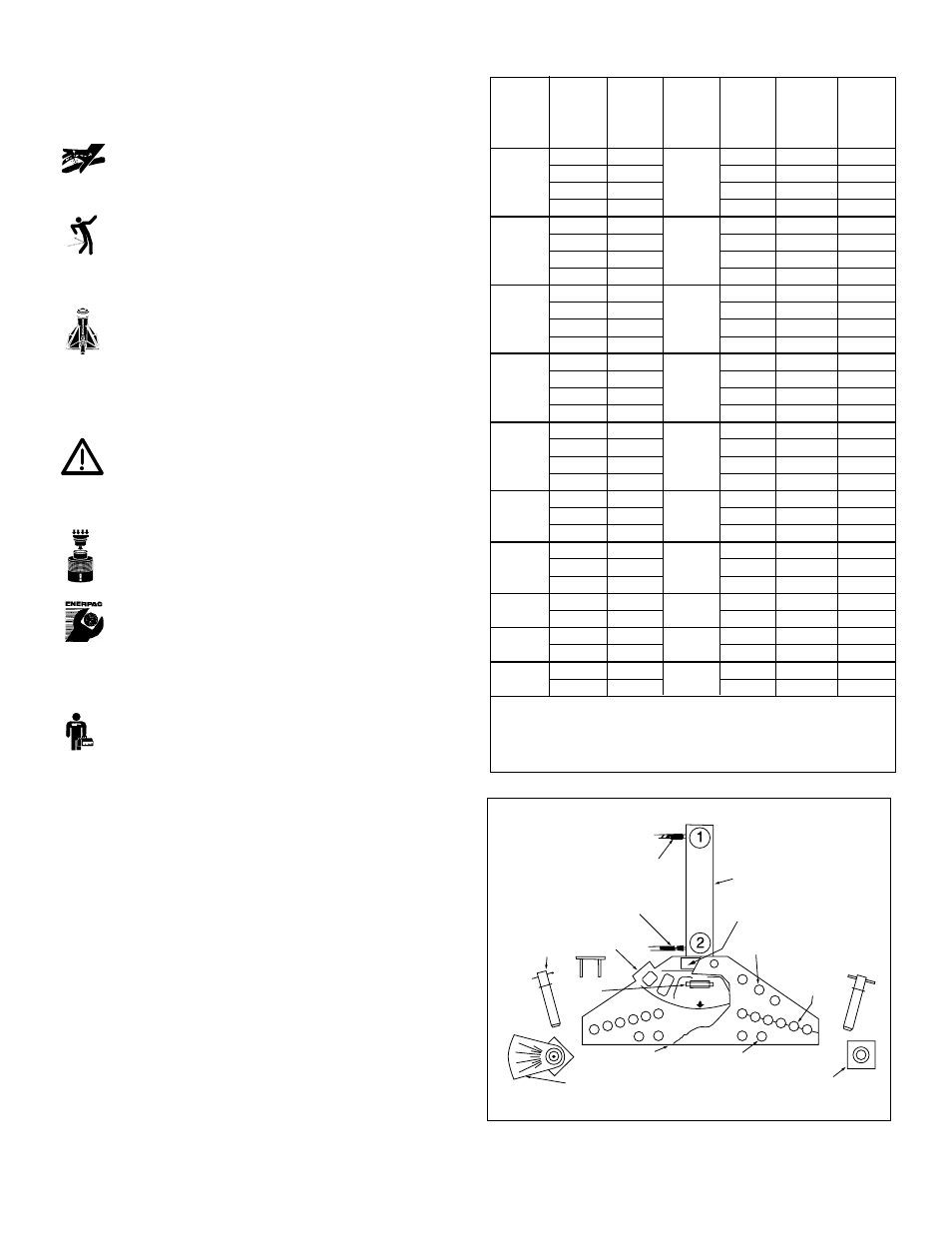 Tabela de especificação | Enerpac STB-Series User Manual | Page 42 / 48