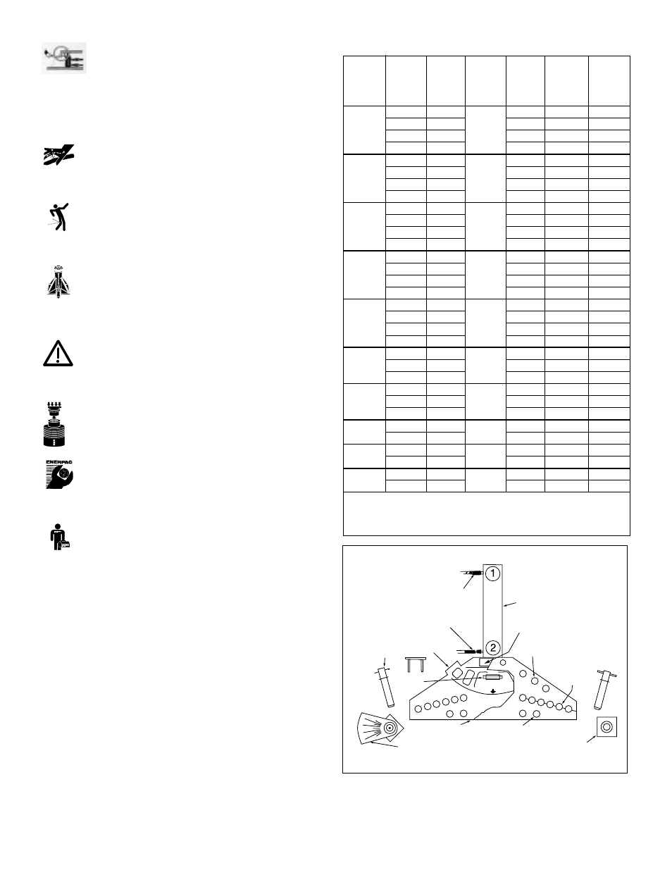 Figure 1, montage de la cintreuse, Tableau des caractéristiques | Enerpac STB-Series User Manual | Page 8 / 48