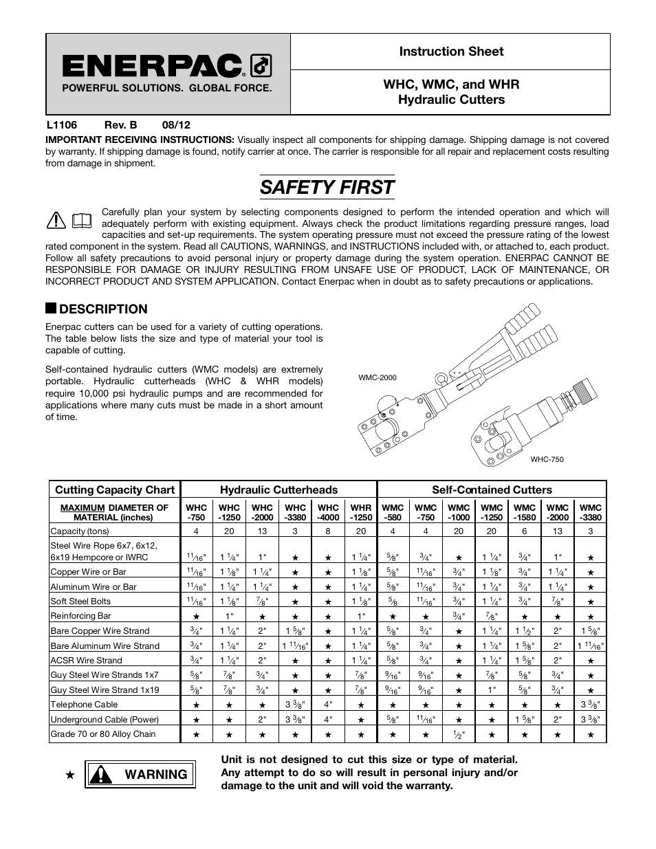 Enerpac WMC-Series User Manual | 4 pages