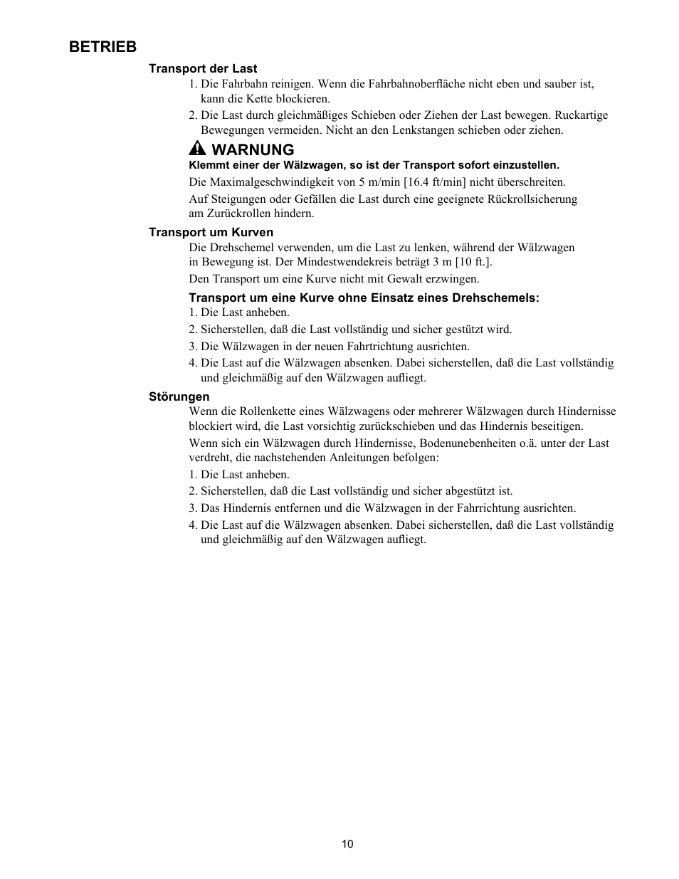 Betrieb, Warnung | Enerpac ER-Series User Manual | Page 10 / 32