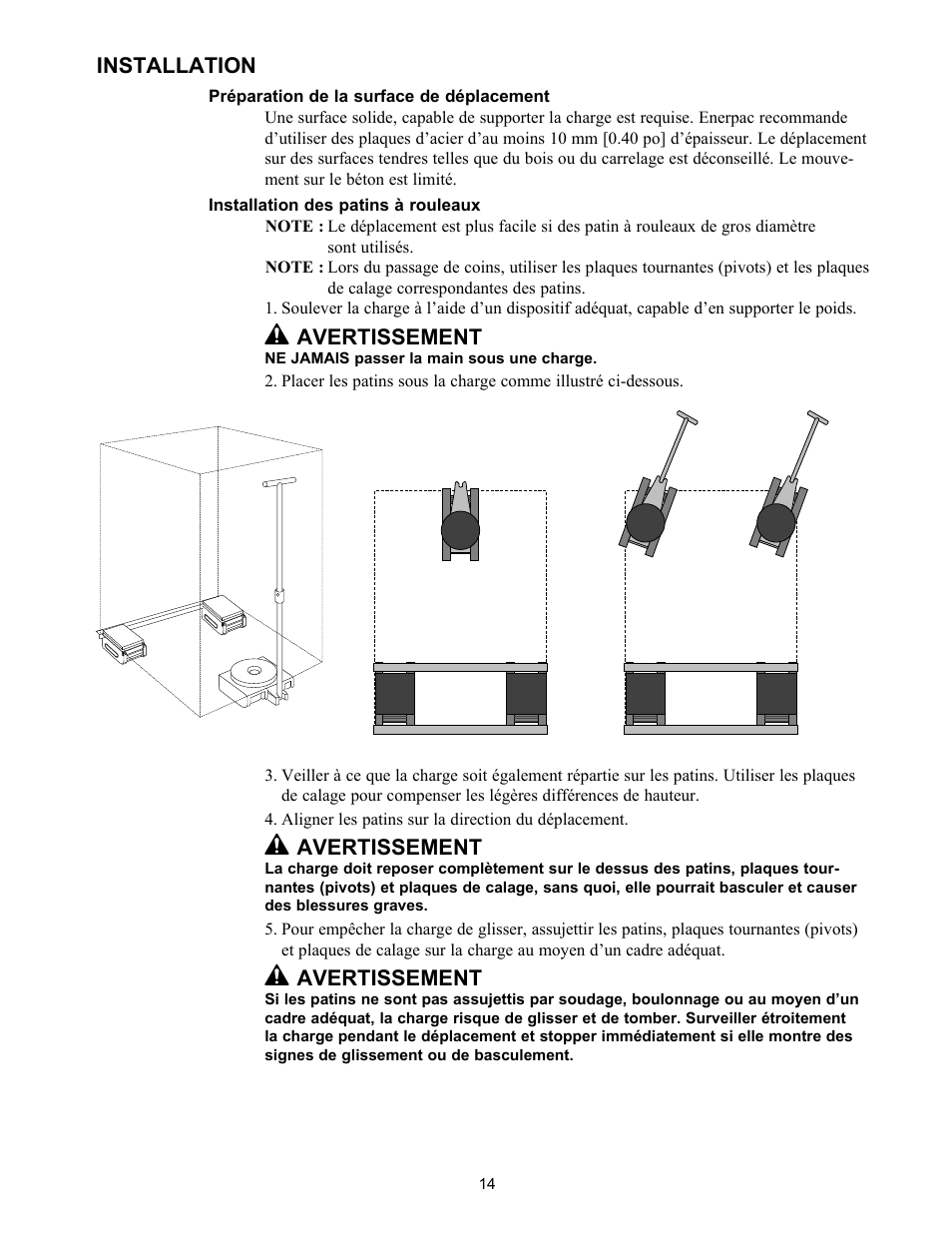 Installation, Avertissement | Enerpac ER-Series User Manual | Page 14 / 32