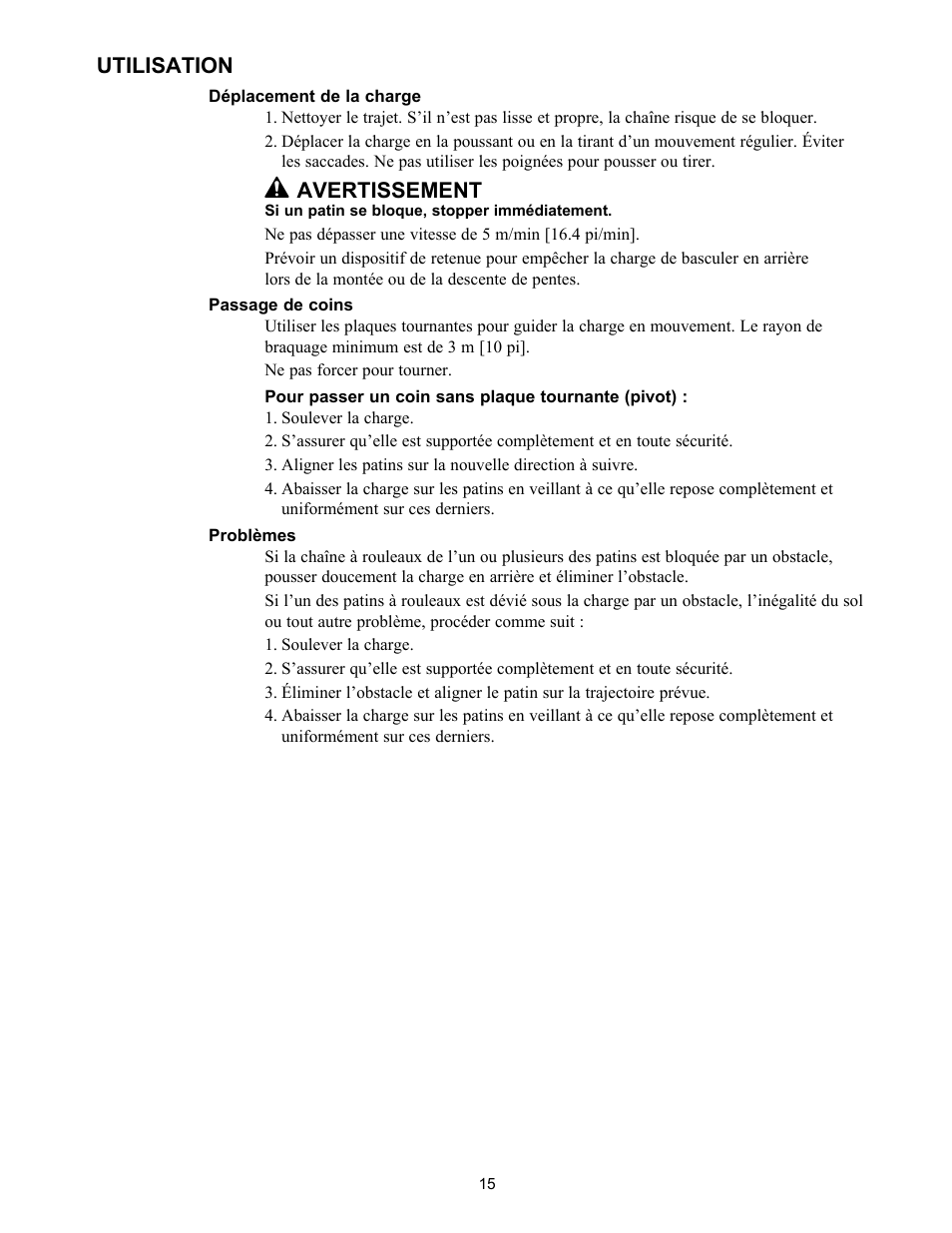 Utilisation, Avertissement | Enerpac ER-Series User Manual | Page 15 / 32