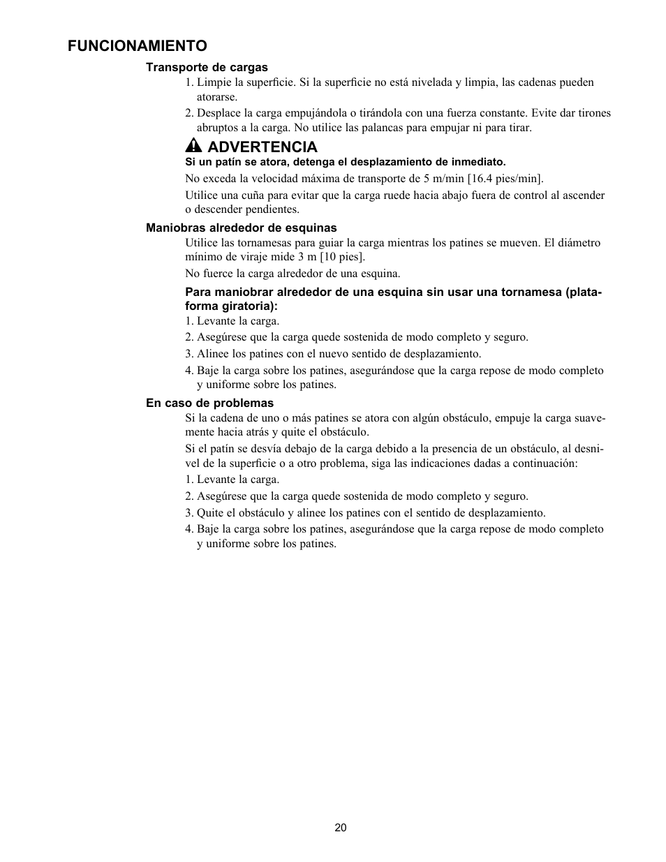 Funcionamiento, Advertencia | Enerpac ER-Series User Manual | Page 20 / 32