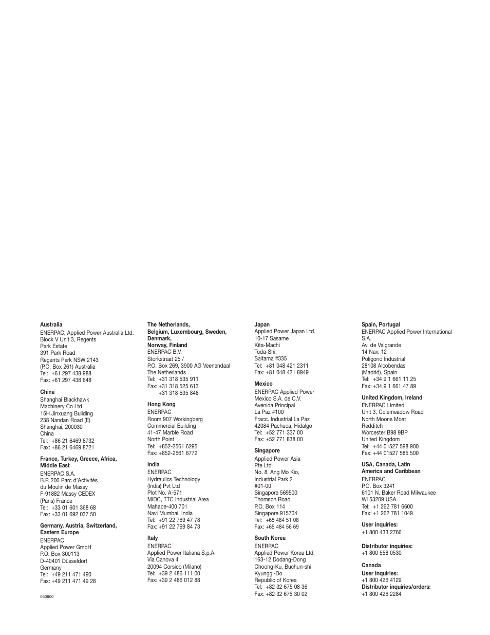 Enerpac SP-Series User Manual | Page 20 / 20