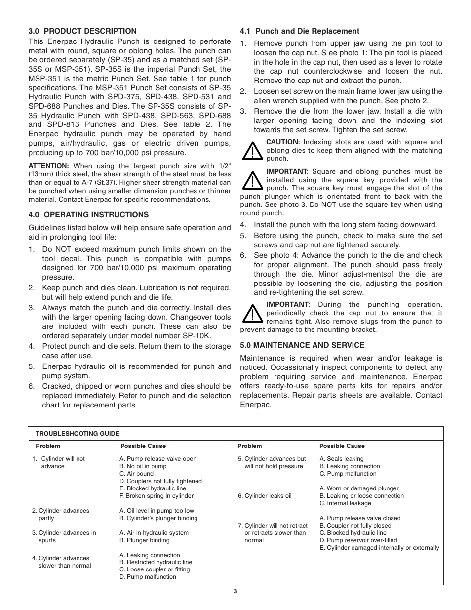 Enerpac SP-Series User Manual | Page 3 / 20