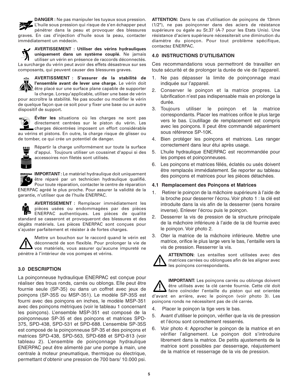 Enerpac SP-Series User Manual | Page 5 / 20
