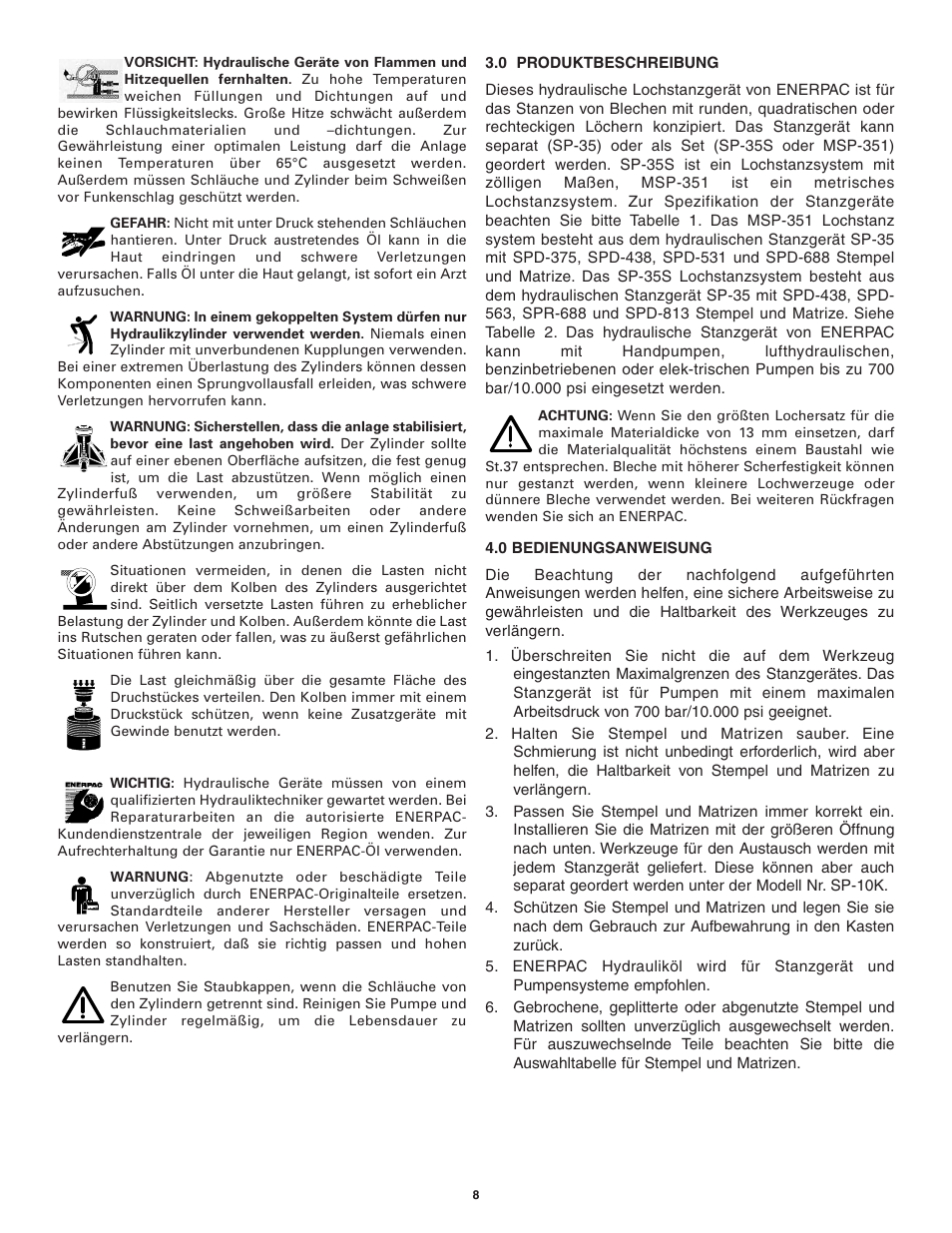 Enerpac SP-Series User Manual | Page 8 / 20