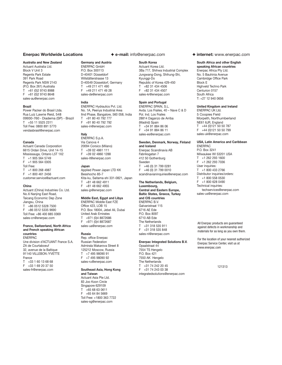 Enerpac EPH-Series User Manual | Page 52 / 52