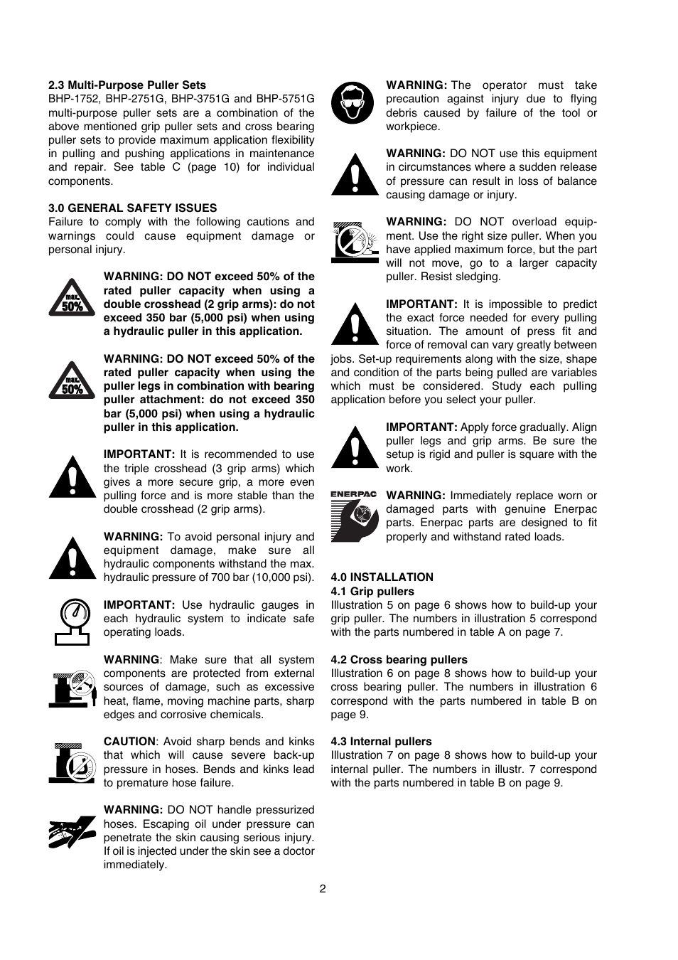 Enerpac BHP-Series User Manual | Page 2 / 40
