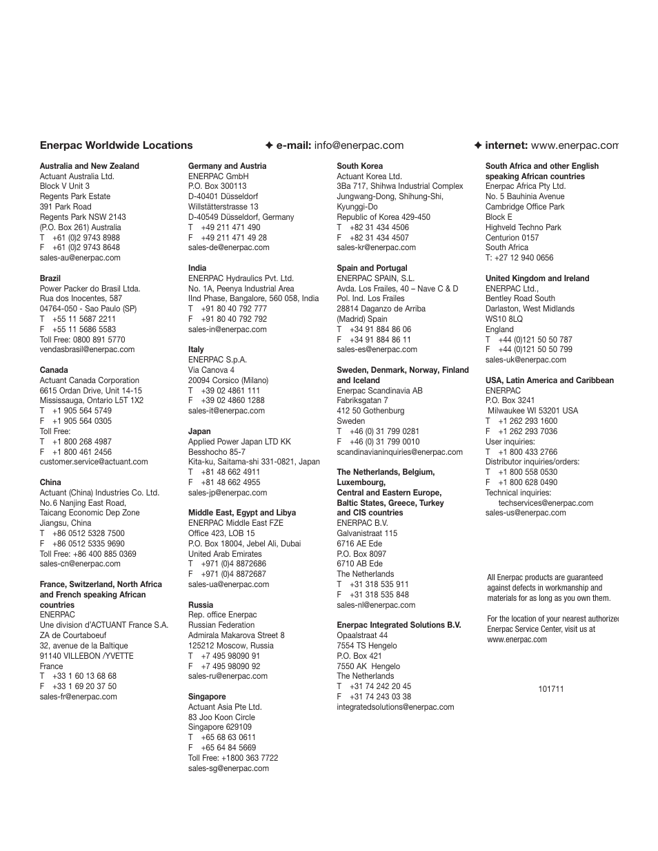 Enerpac А-Series User Manual | Page 28 / 28