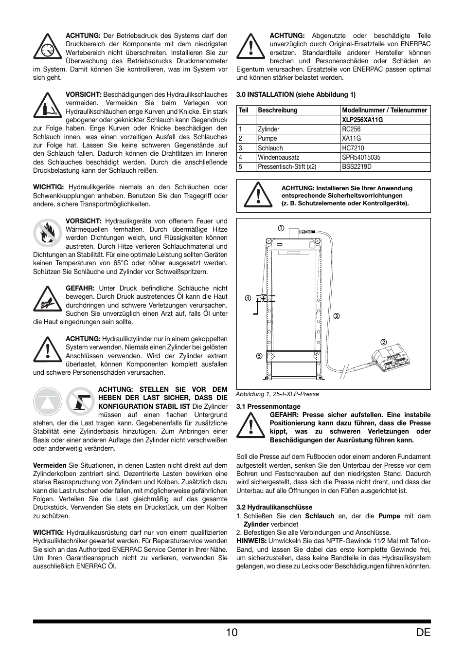 Enerpac XLP 25 ton User Manual | Page 10 / 48