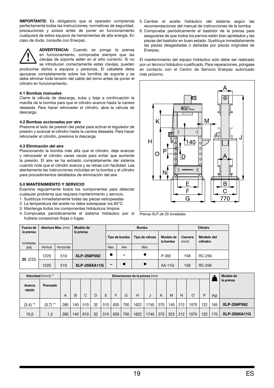 Enerpac XLP 25 ton User Manual | Page 19 / 48